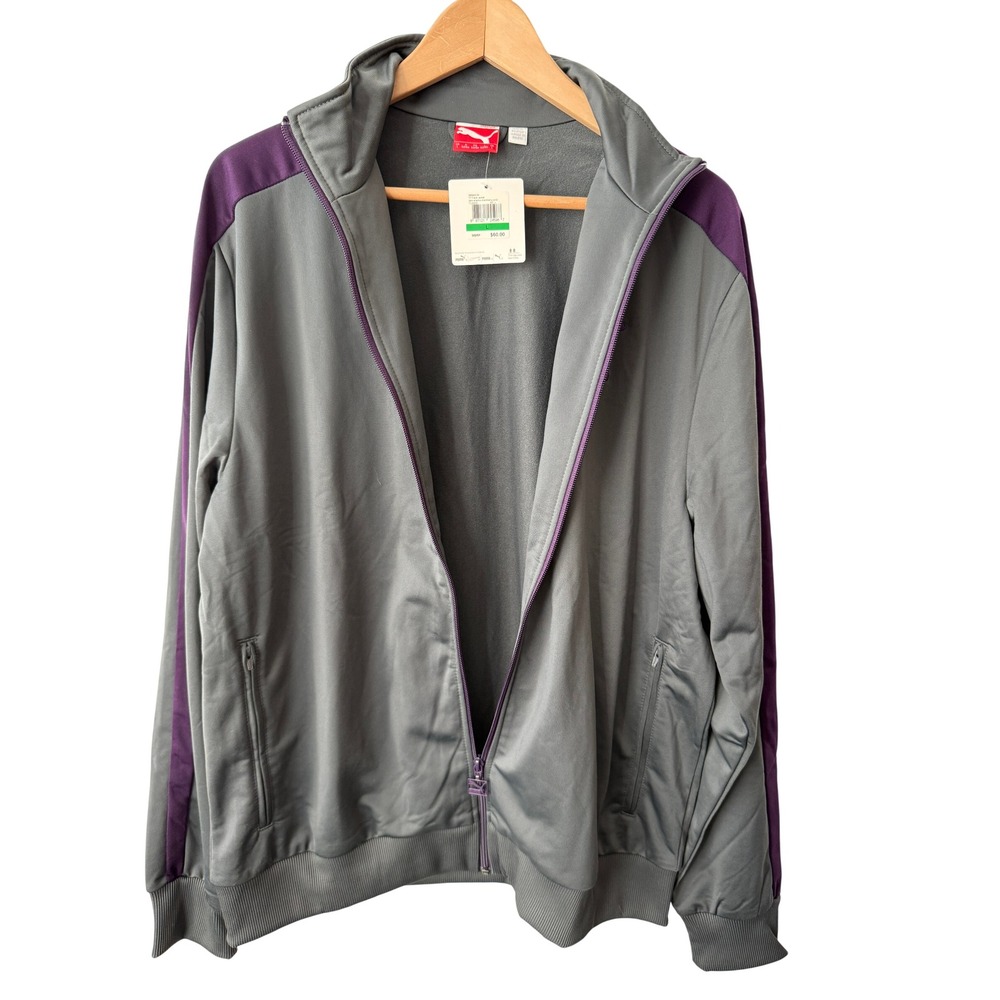 Puma T7 Track Jacket Mens Large Dark Shadow Gray Purple Full Zip NEW NWT - Picture 3 of 8